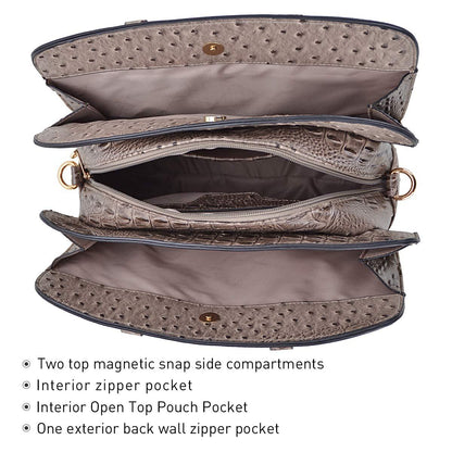 Fashion Embossed Pattern Two Tone Handbag with Matching Wallet l Dasein - Dasein Bags