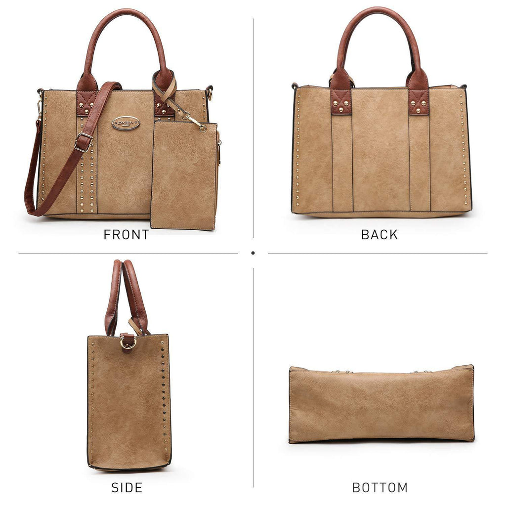 Studded 3-in-1 Top Handle Tote Handbag l Dasein - Dasein Bags