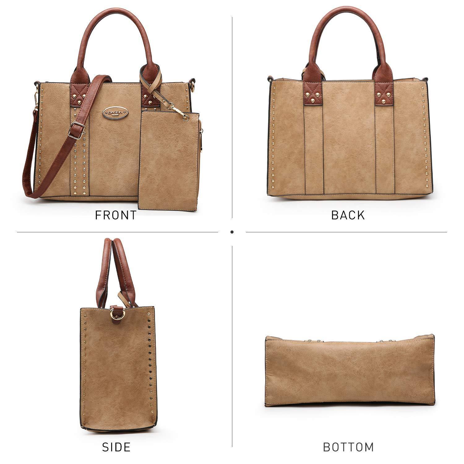 Studded 3-in-1 Top Handle Tote Handbag l Dasein - Dasein Bags