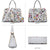 Floral Print Emblem Handbag with Matching Wallet - Dasein Bags