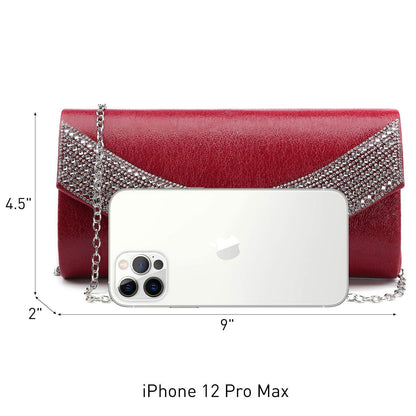 PU Leather Rhinestone Evening Bags Formal Wedding Party Purse Dasein - Dasein Bags