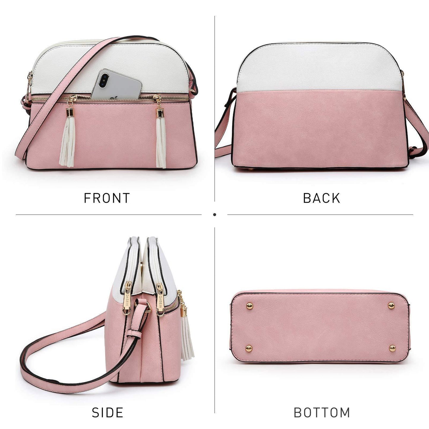 Two-Tone Tassel Crossbody Bag - Dasein Bags