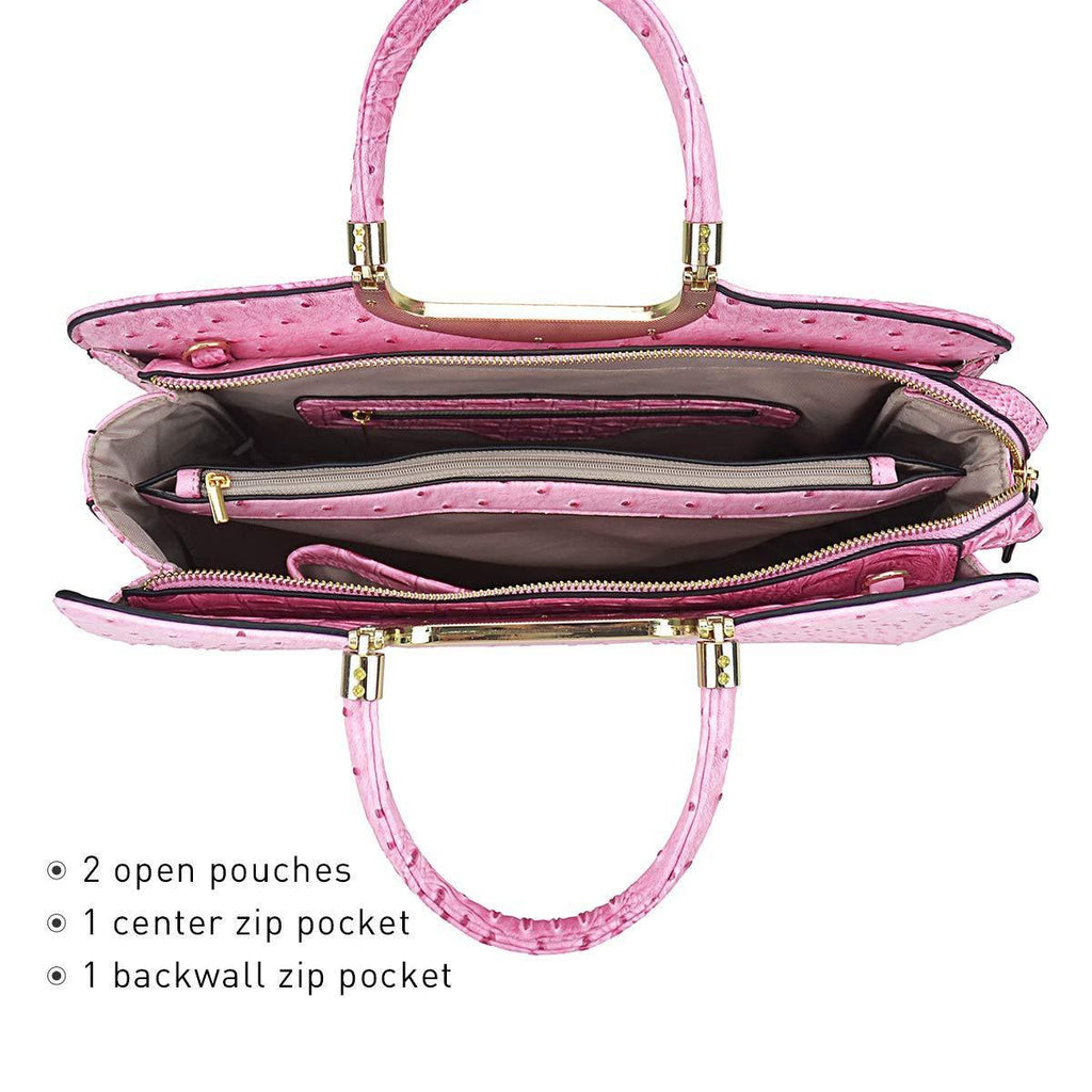 Embossed Pattern Top Handle Handbag with Matching Wallet - Dasein Bags