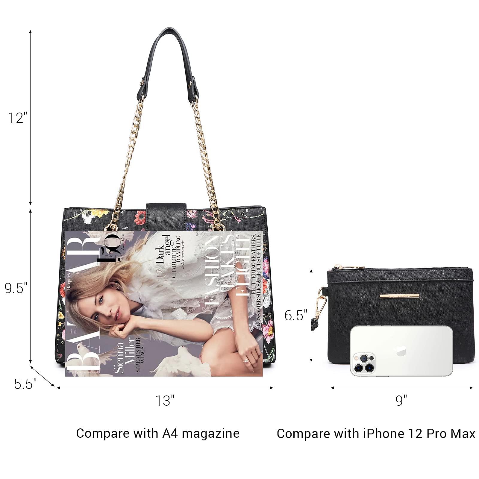 Women Fashion Chain Fashion Belt lock Tote Bags With Matching Clutch Dasein - Dasein Bags