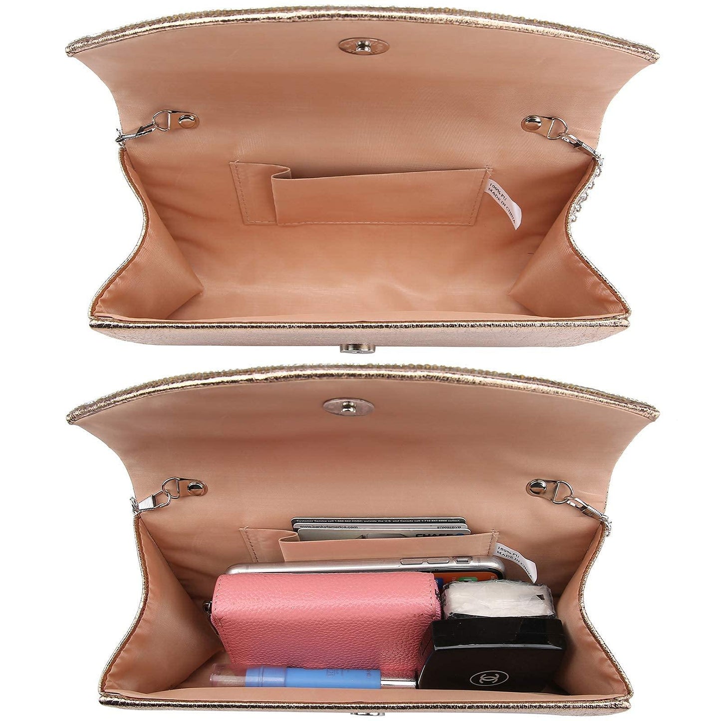 PU Leather Rhinestone Evening Bags Formal Wedding Party Purse Dasein - Dasein Bags