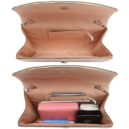 PU Leather Rhinestone Evening Bags Formal Wedding Party Purse Dasein - Dasein Bags