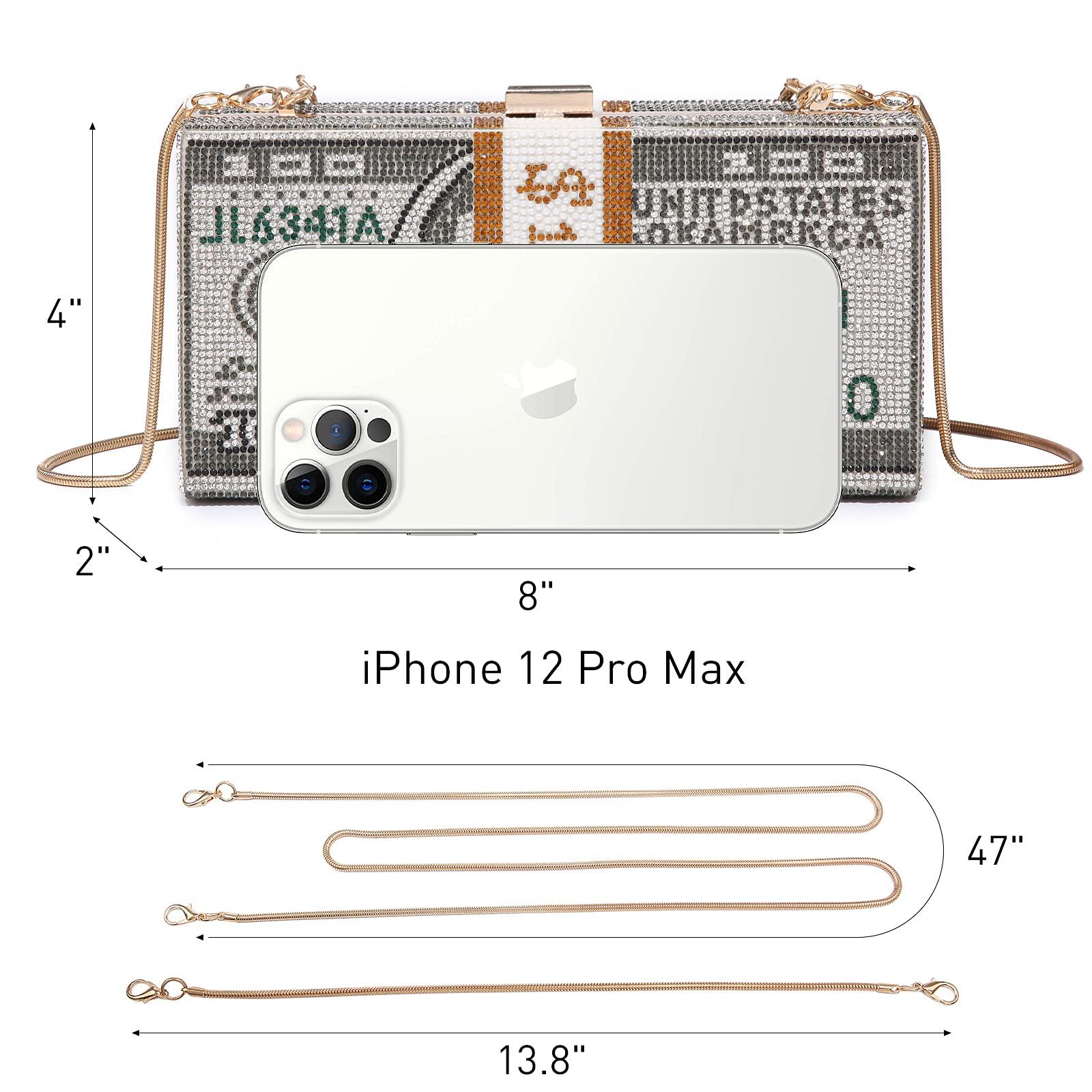 Stack of Cash Dollars Clutch Party Purse Crystal Evening Bag Cocktail for Women - Dasein Bags