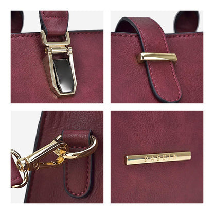 Women Flap-over Belt Top Handle Tote Satchel Purse Work Bag Matching Wristlet bag l Dasein - Dasein Bags