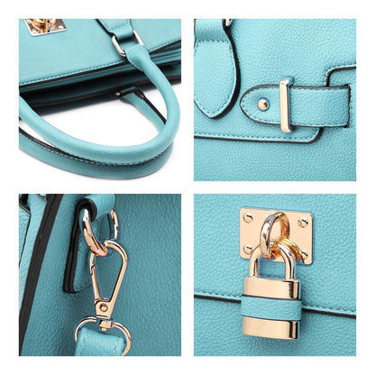 Classic Padlock Handbag with Matching Wallet - Dasein Bags