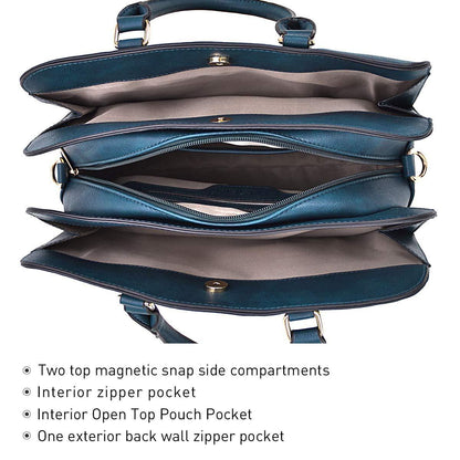 Gold-Tone Hardware Vegan Leather Textured Handbag with Matching Wallet l Dasein - Dasein Bags