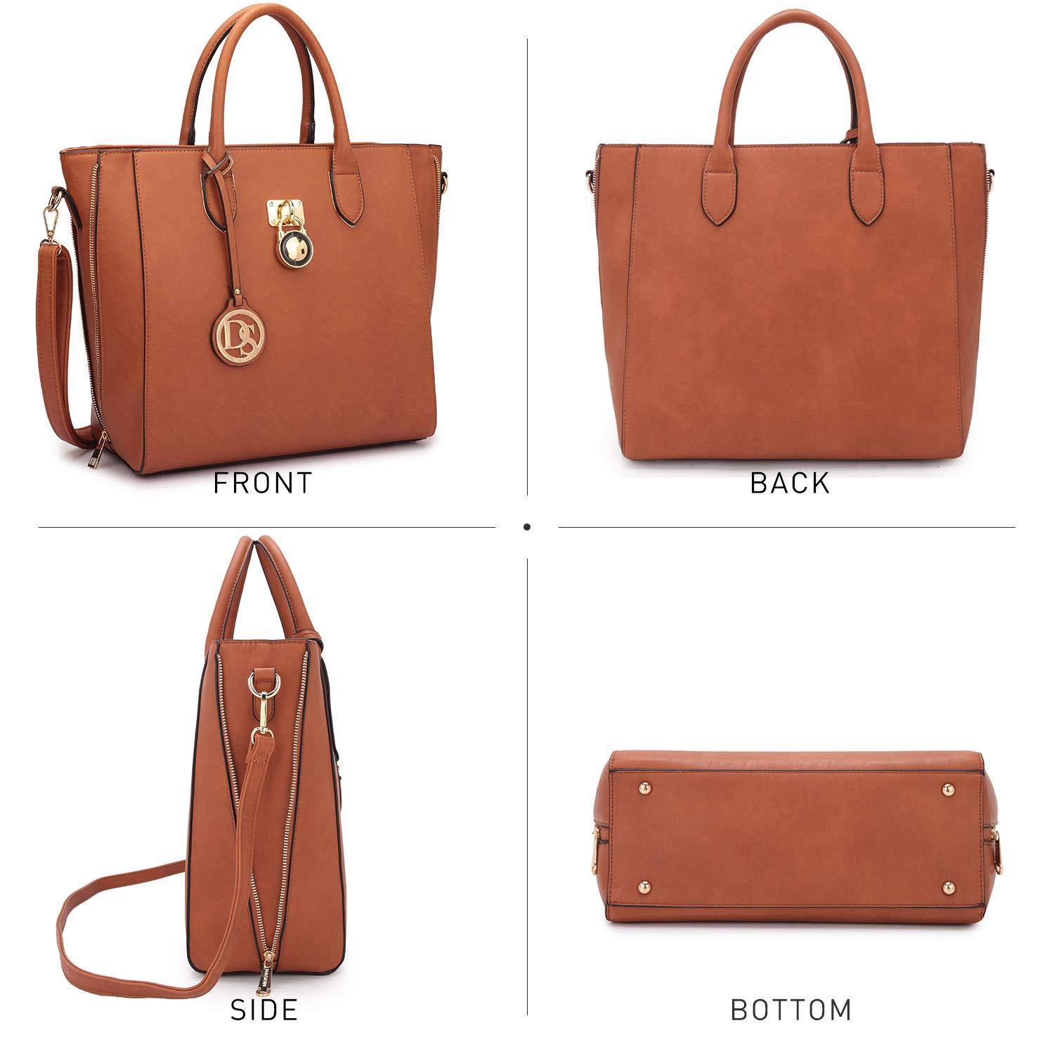 Solid-Color Emblem Tote Handbag - Dasein Bags