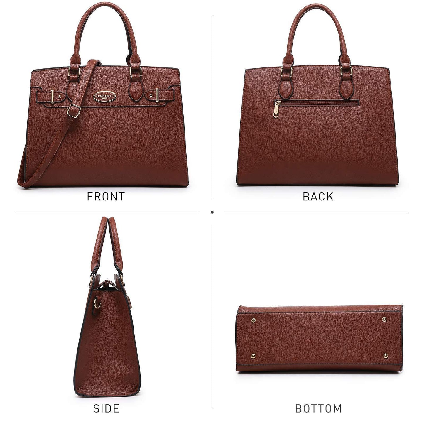 Ladies Shoulder Bag Top Handle Satchel Tote Work Bag with Matching Clutch l Dasein - Dasein Bags