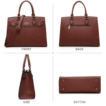 Ladies Shoulder Bag Top Handle Satchel Tote Work Bag with Matching Clutch l Dasein - Dasein Bags
