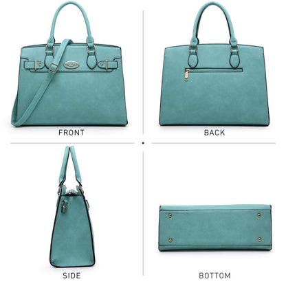 Ladies Shoulder Bag Top Handle Satchel Tote Work Bag with Matching Clutch l Dasein - Dasein Bags