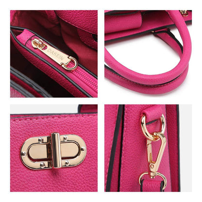 Twist Lock Handbag with Matching Wristlet - Dasein Bags