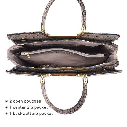 Embossed Pattern Top Handle Handbag with Matching Wallet - Dasein Bags