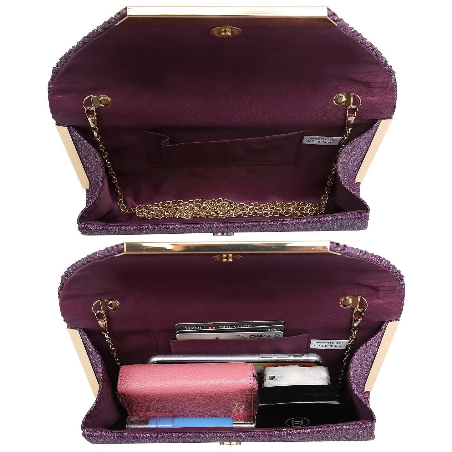 Dasein Glitter Flap Envelope Clutch Purses Evening Bags Wedding Party Prom Purse - Dasein Bags