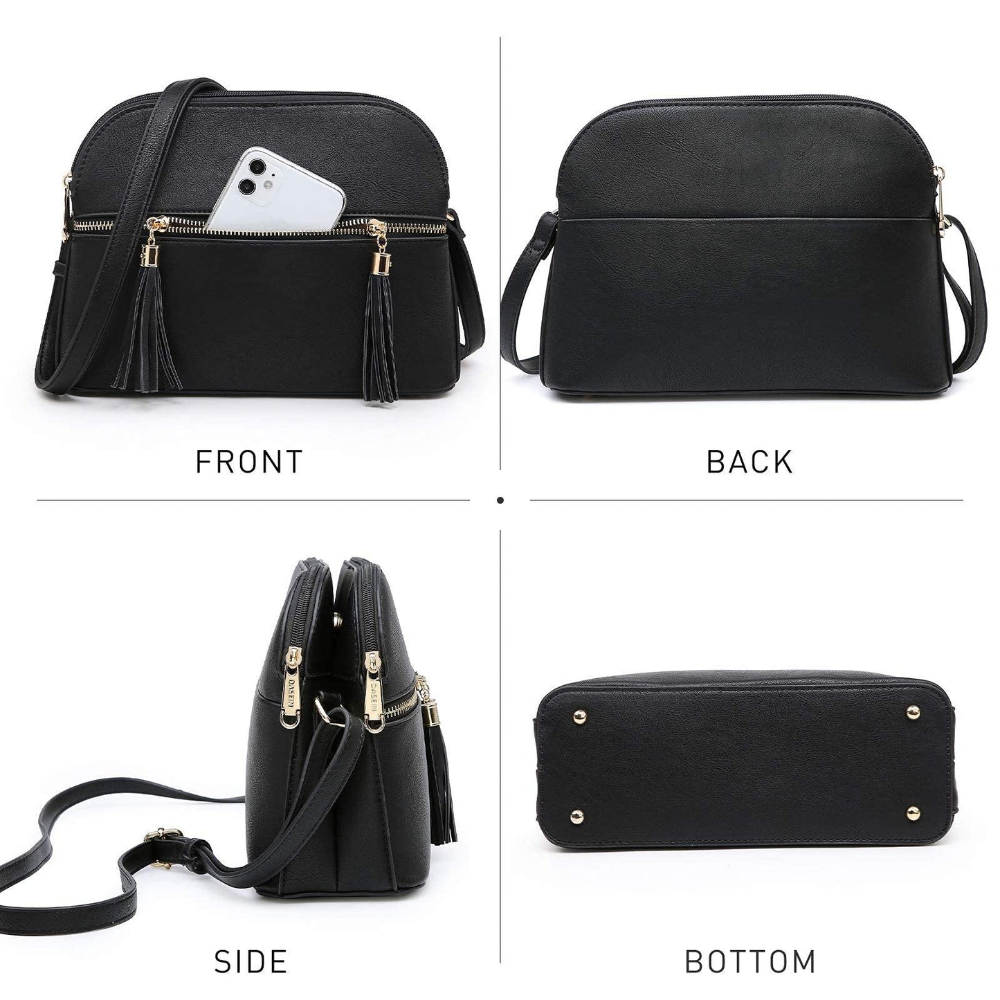 Tassel Front Zipper Crossbody Bag - Dasein Bags