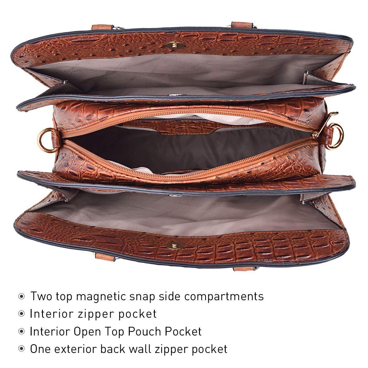 Fashion Embossed Pattern Two Tone Handbag with Matching Wallet l Dasein - Dasein Bags