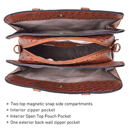 Fashion Embossed Pattern Two Tone Handbag with Matching Wallet l Dasein - Dasein Bags