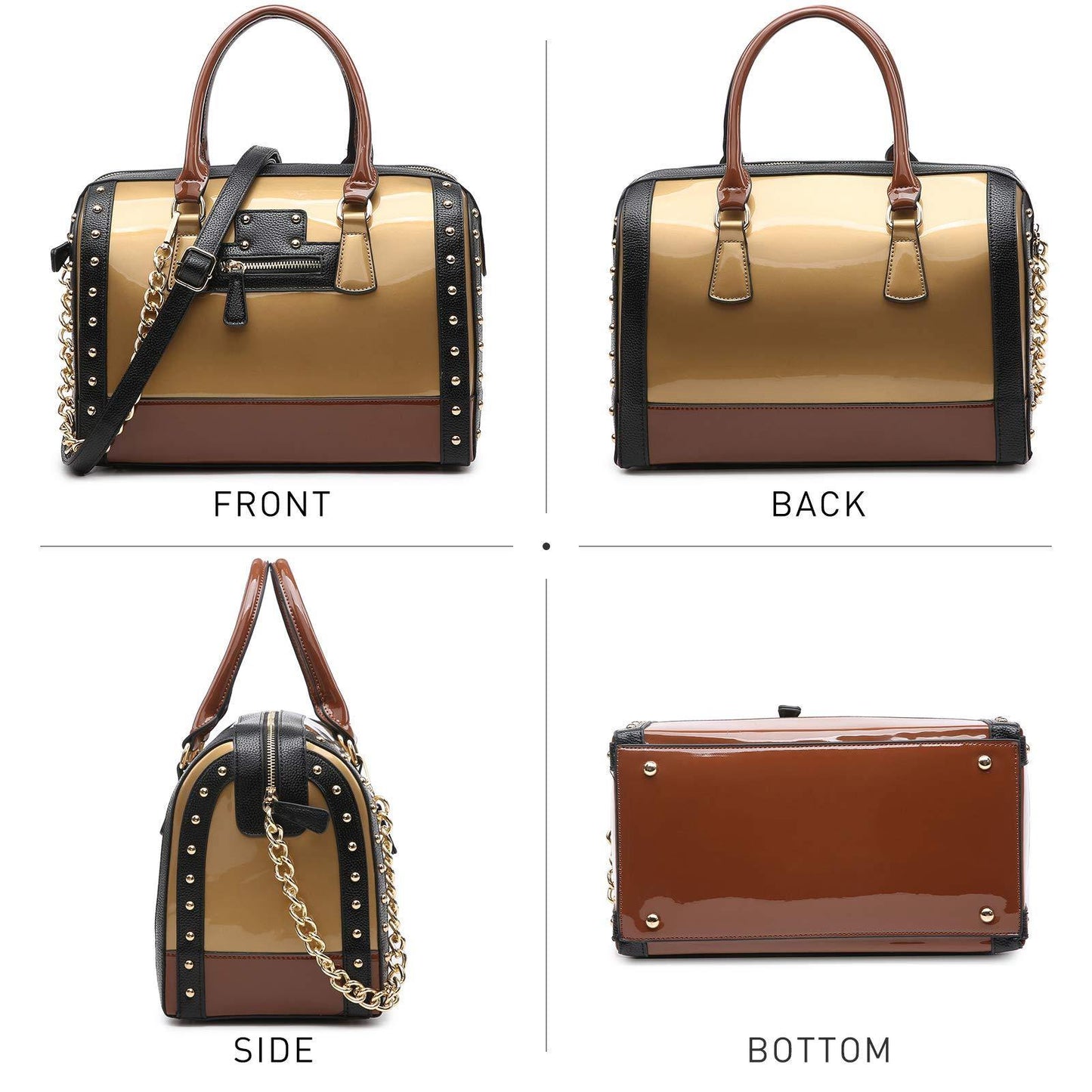 Shiny Patent Handbags Barrel Top Handle Bag for Women l Dasein - Dasein Bags