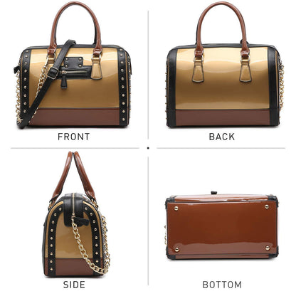 Shiny Patent Handbags Barrel Top Handle Bag for Women l Dasein - Dasein Bags