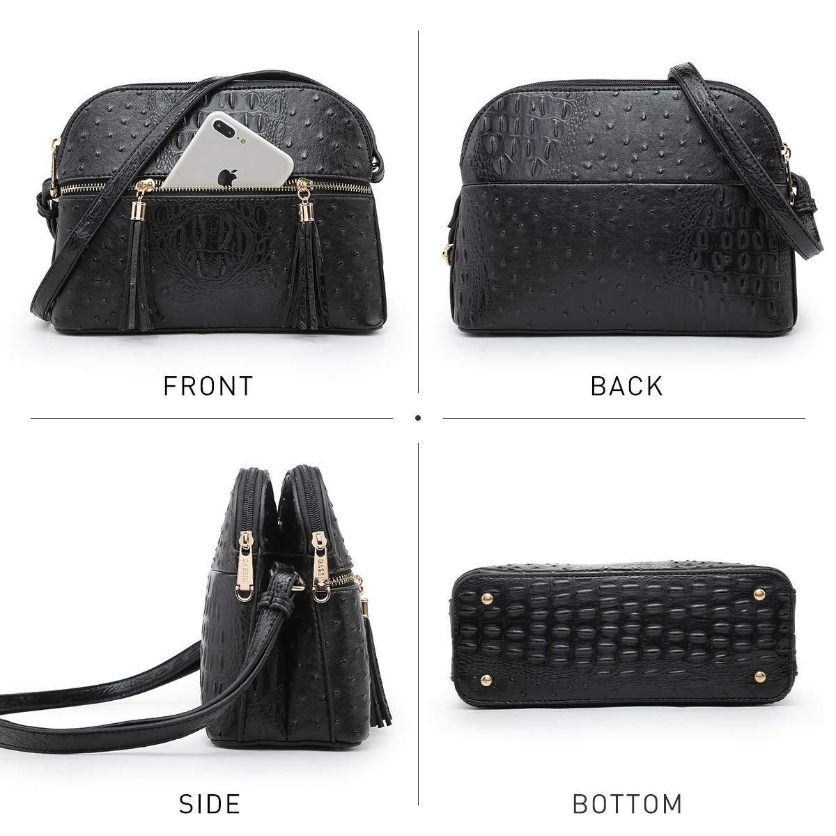 Fashion Embossed Pattern Tassel Crossbody Bag - Dasein Bags