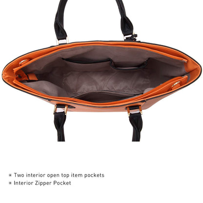 Fashion Stitching Color Large Tote Bag with Matching Wallet l Dasein - Dasein Bags