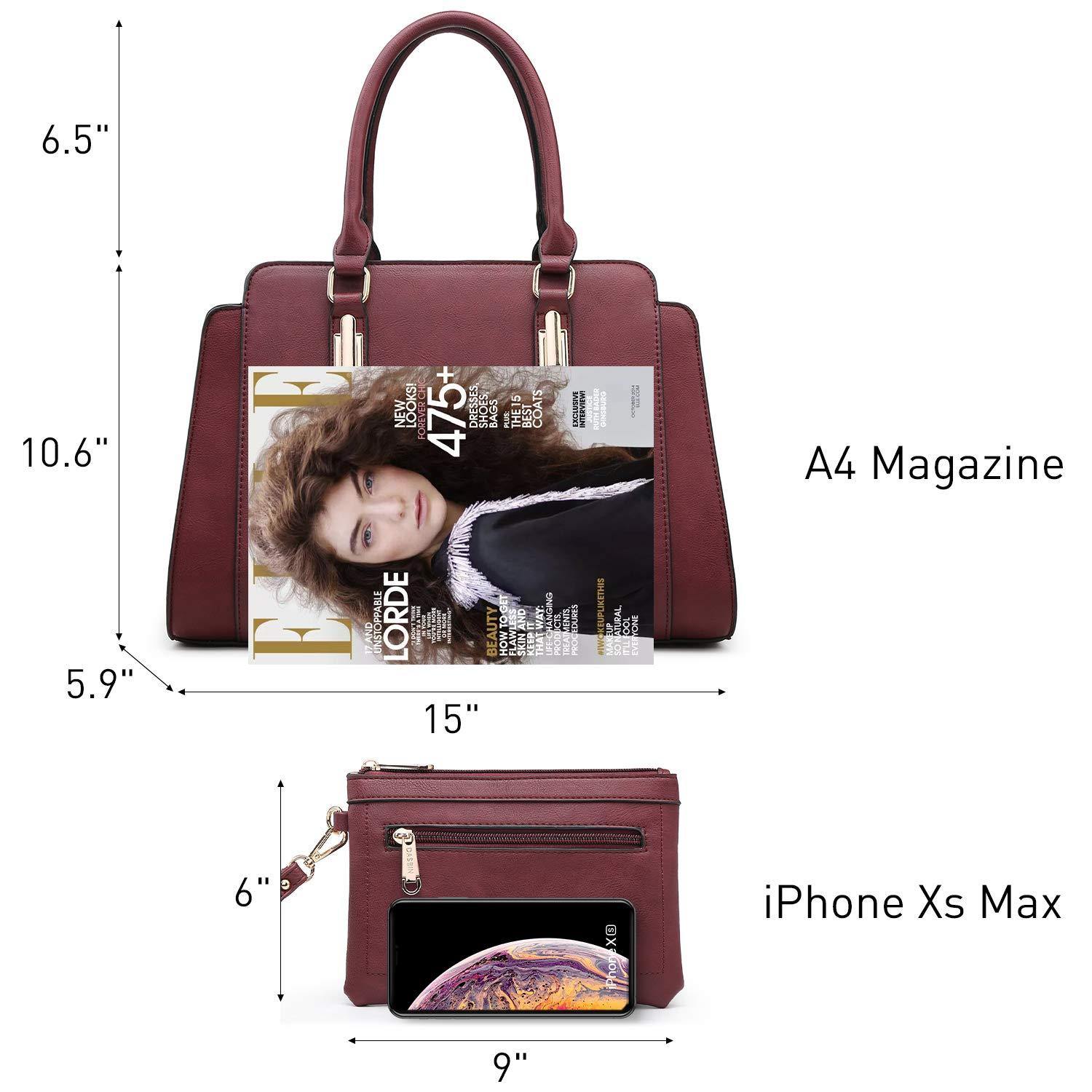 Top Handle Handbag with Matching Wristlet - Dasein Bags