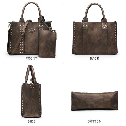 Studded 3-in-1 Top Handle Tote Handbag l Dasein - Dasein Bags