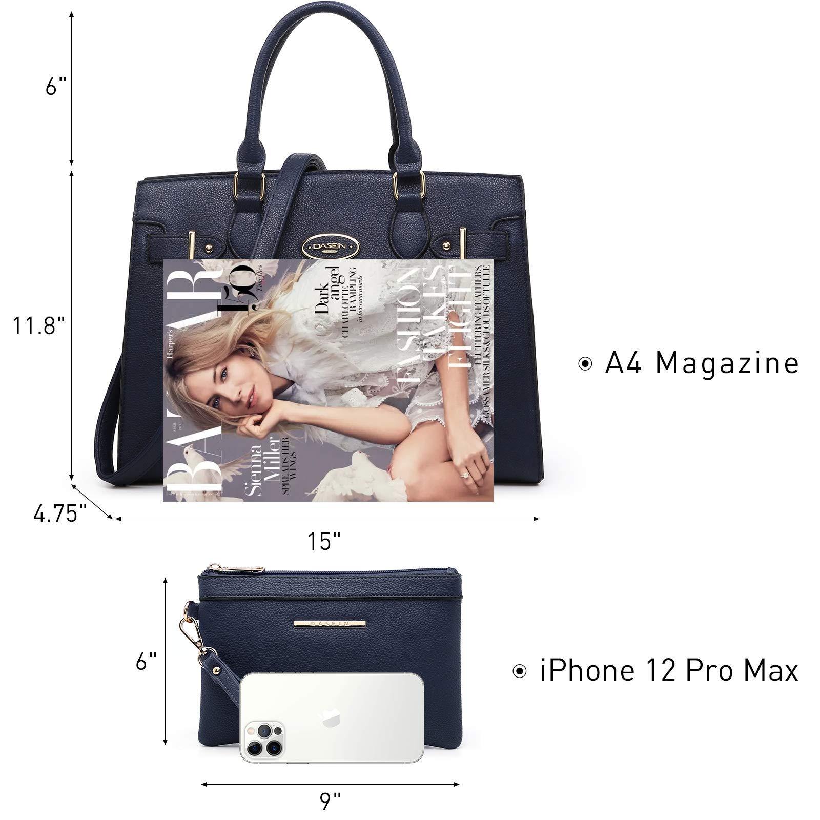 Ladies Shoulder Bag Top Handle Satchel Tote Work Bag with Matching Clutch l Dasein - Dasein Bags