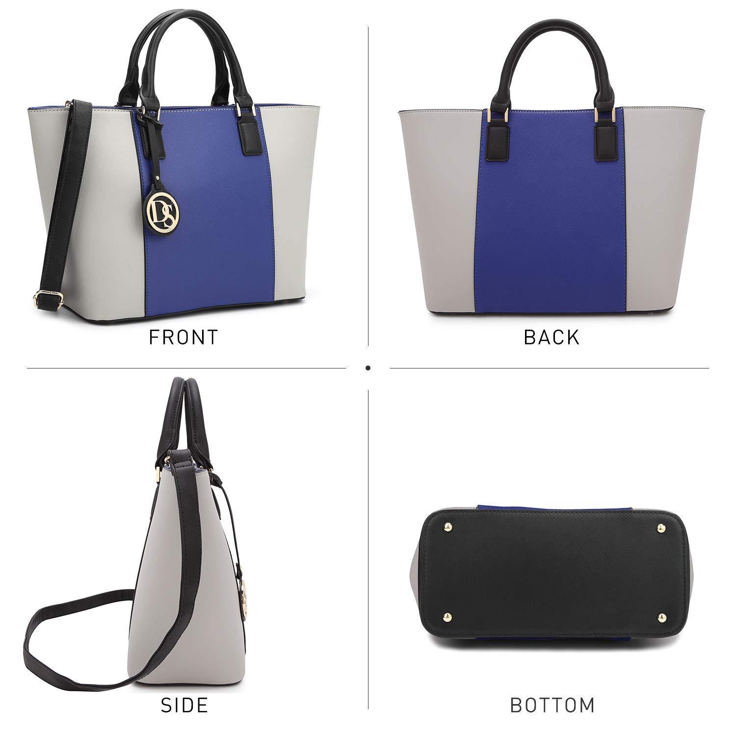 Fashion Stitching Color Large Tote Bag with Matching Wallet l Dasein - Dasein Bags