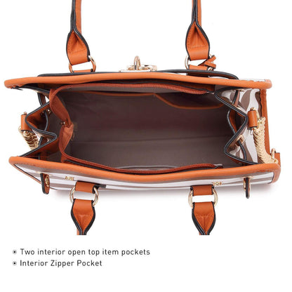 Two-Tone Handbag with Matching Wallet - Dasein Bags