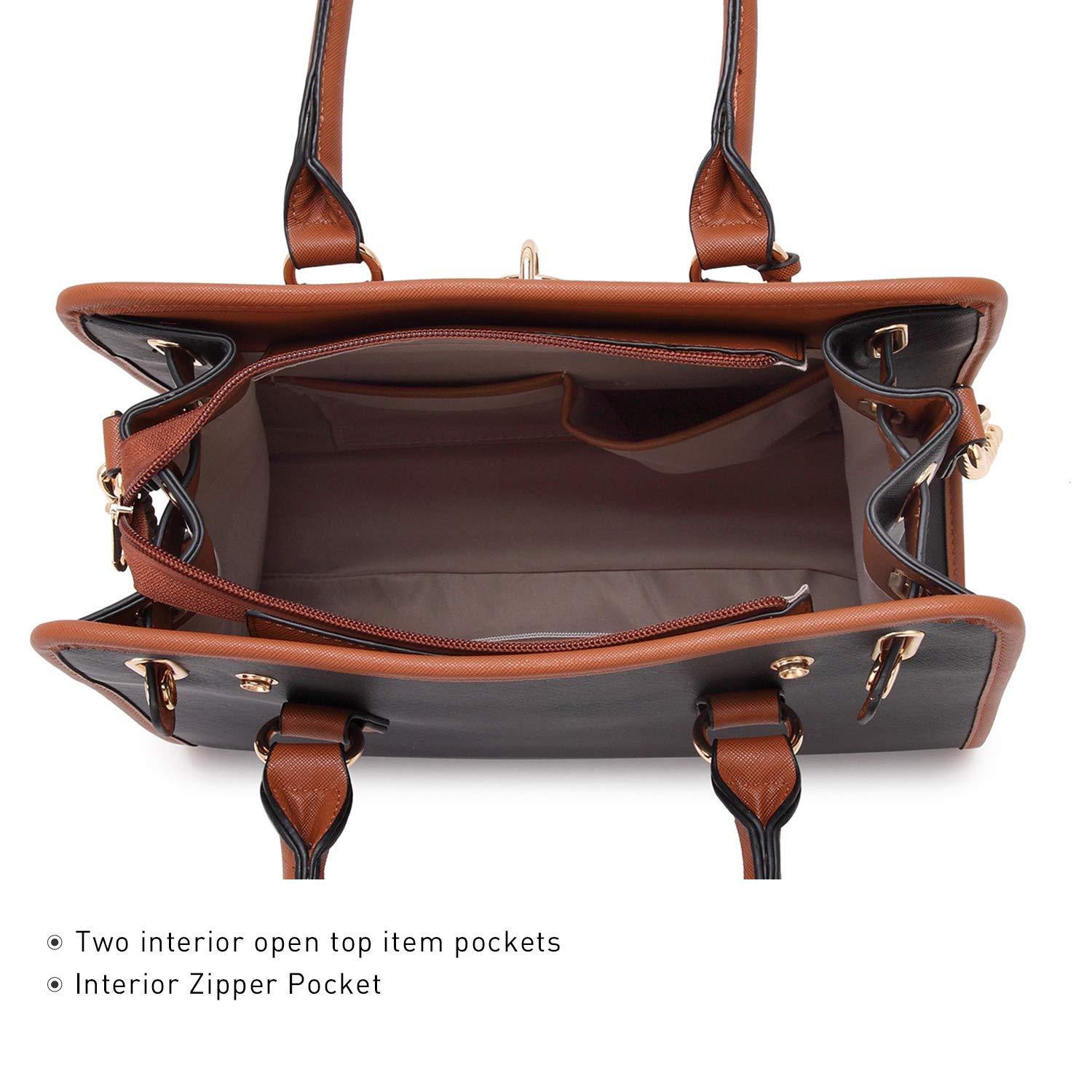 Two-Tone Handbag with Matching Wallet - Dasein Bags