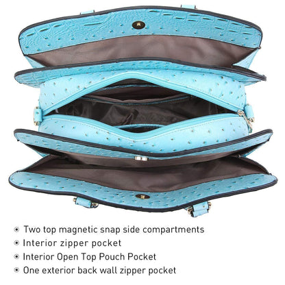 Fashion Embossed Pattern Two Tone Handbag with Matching Wallet l Dasein - Dasein Bags