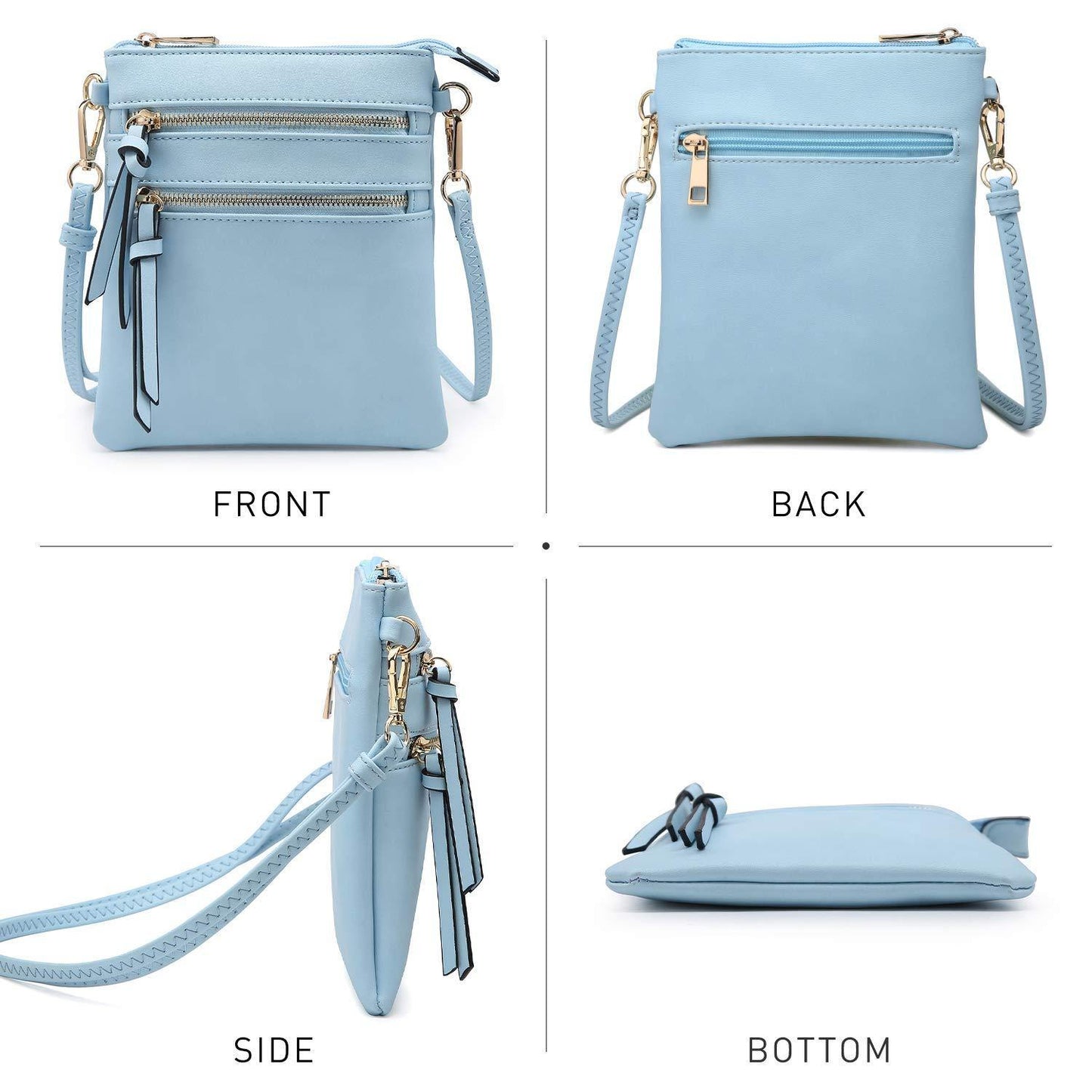 Lightweight Functional Multi Pocket Vegan Leather Shoulder Crossbody Bag l Dasein - Dasein Bags