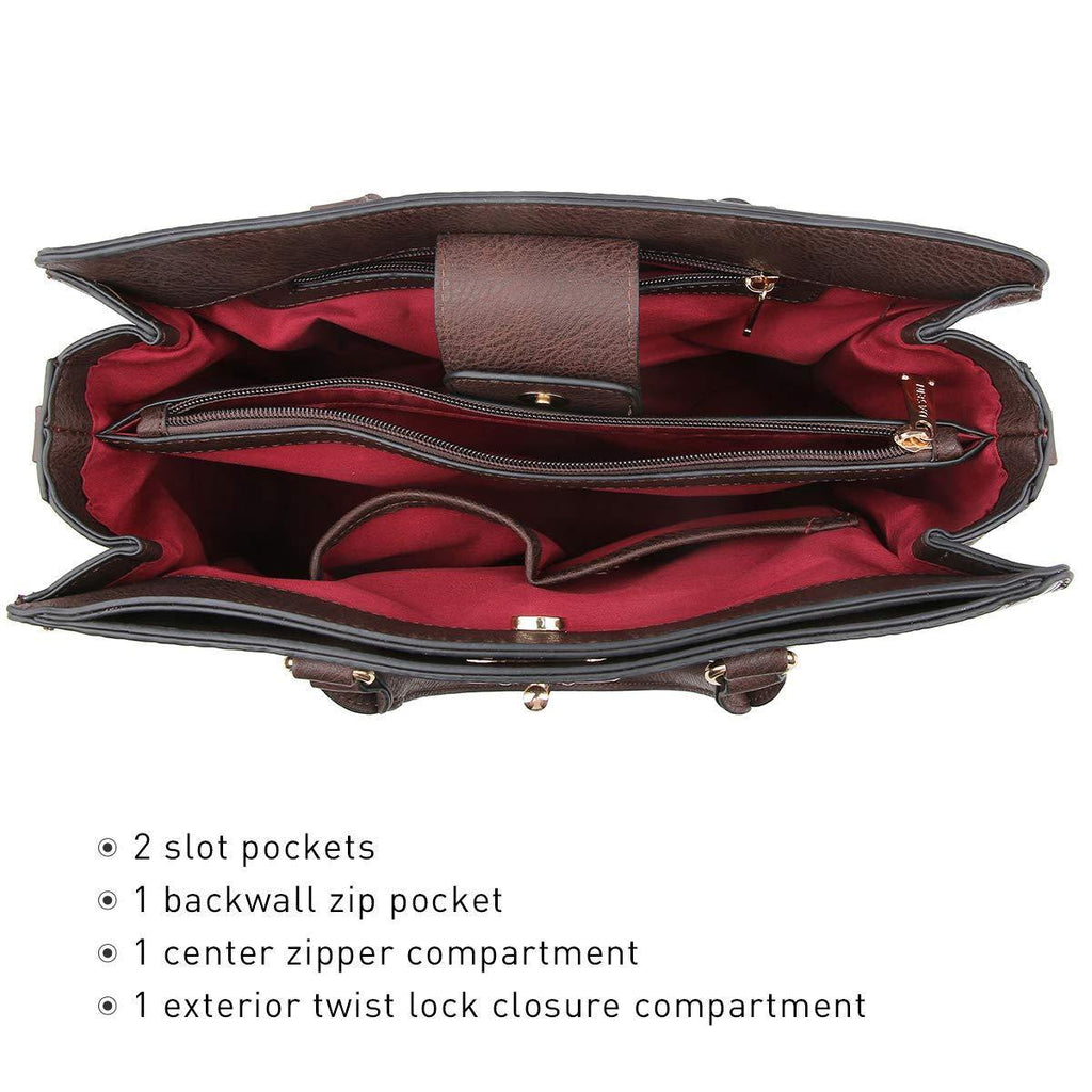 Fashion Pattern Embossed Handbag with Matching Wristlet l Dasein - Dasein Bags
