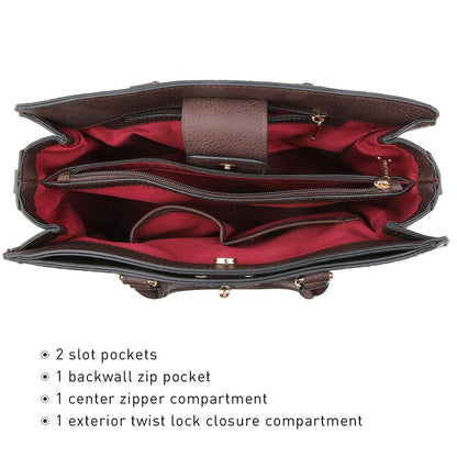 Fashion Pattern Embossed Handbag with Matching Wristlet l Dasein - Dasein Bags