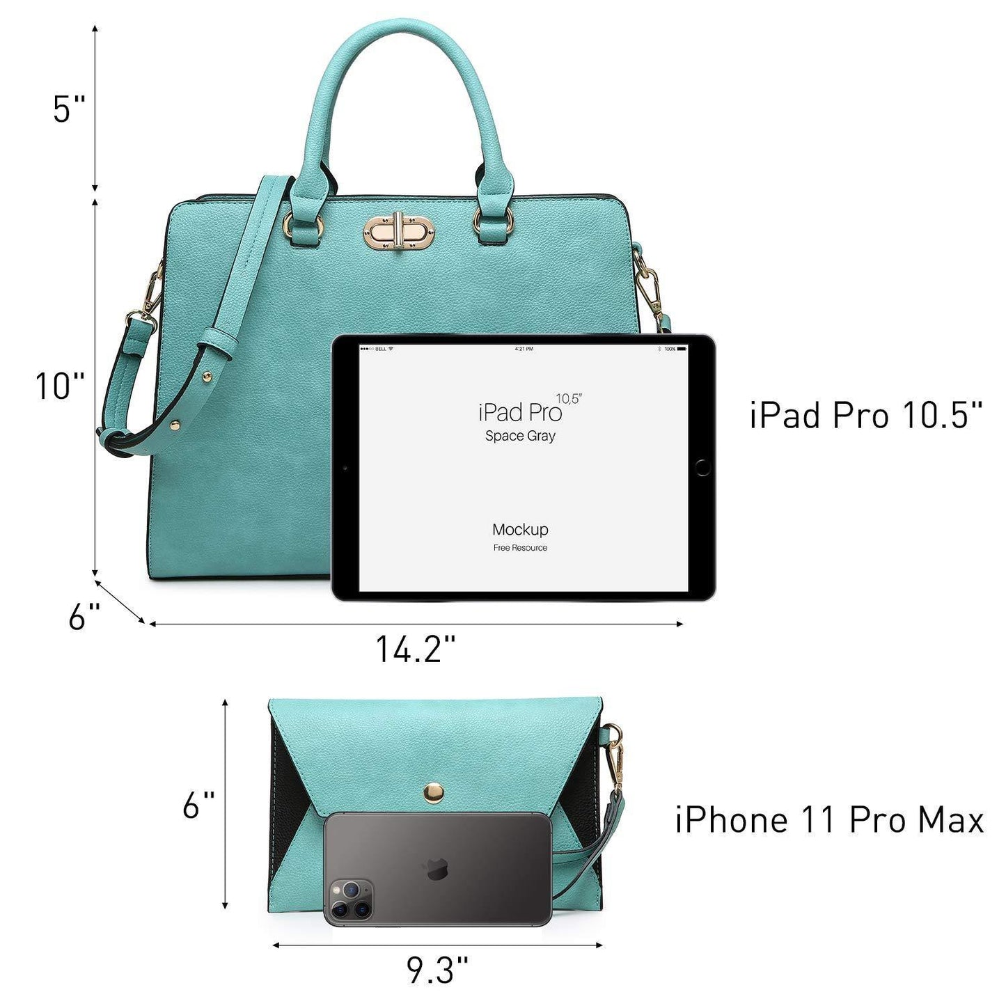 Twist Lock Handbag with Matching Wristlet - Dasein Bags