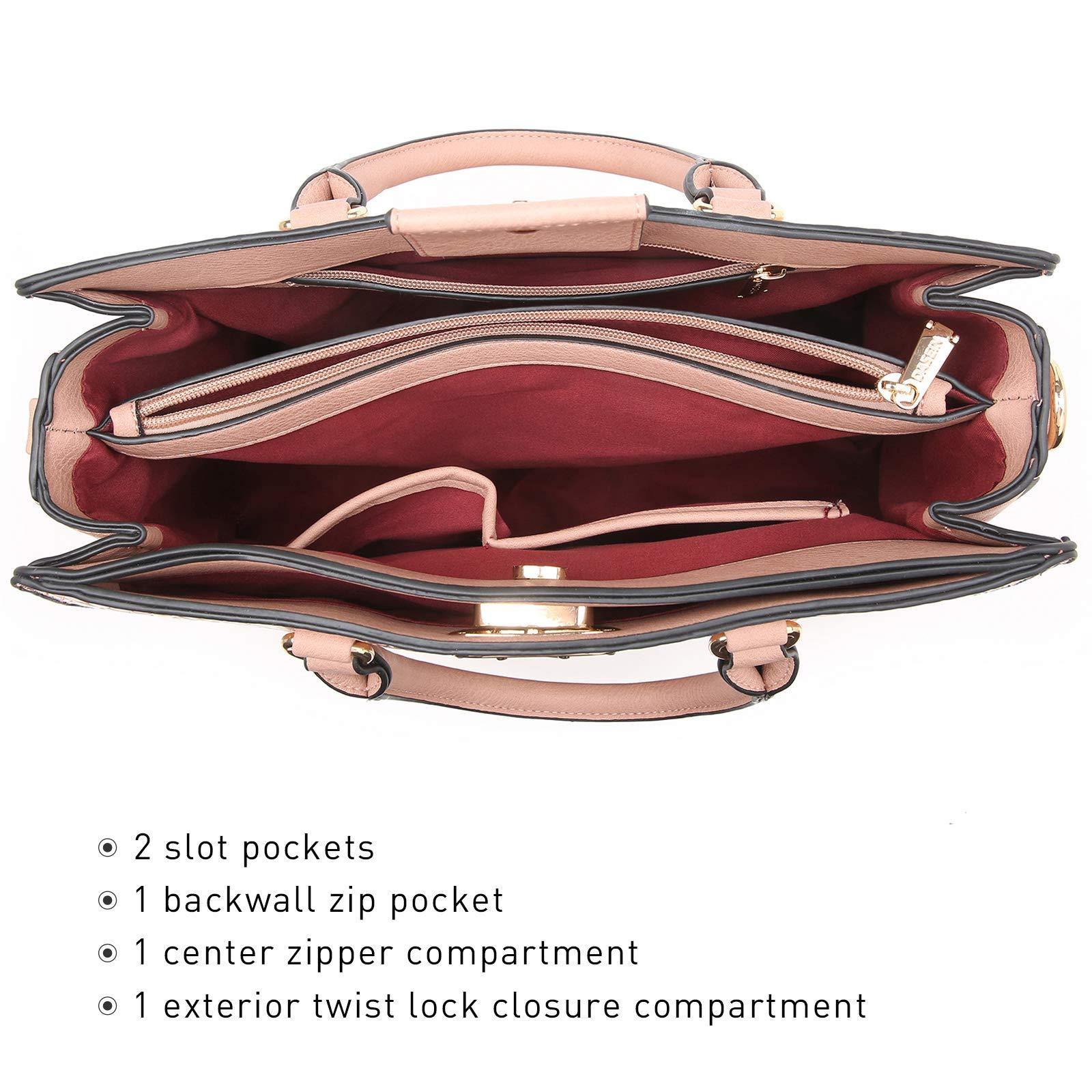 Fashion Pattern Embossed Handbag with Matching Wristlet l Dasein - Dasein Bags