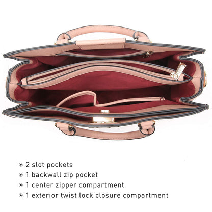 Fashion Pattern Embossed Handbag with Matching Wristlet l Dasein - Dasein Bags