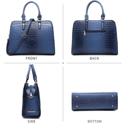 Fashion Embossed Pattern Two Tone Handbag with Matching Wallet l Dasein - Dasein Bags