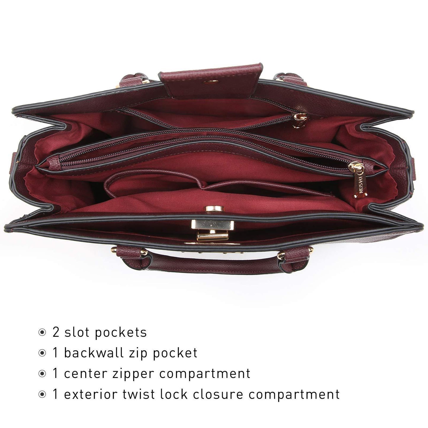 Twist Lock Handbag with Matching Wristlet - Dasein Bags