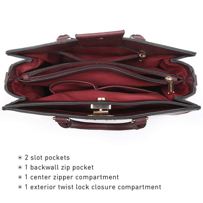 Twist Lock Handbag with Matching Wristlet - Dasein Bags