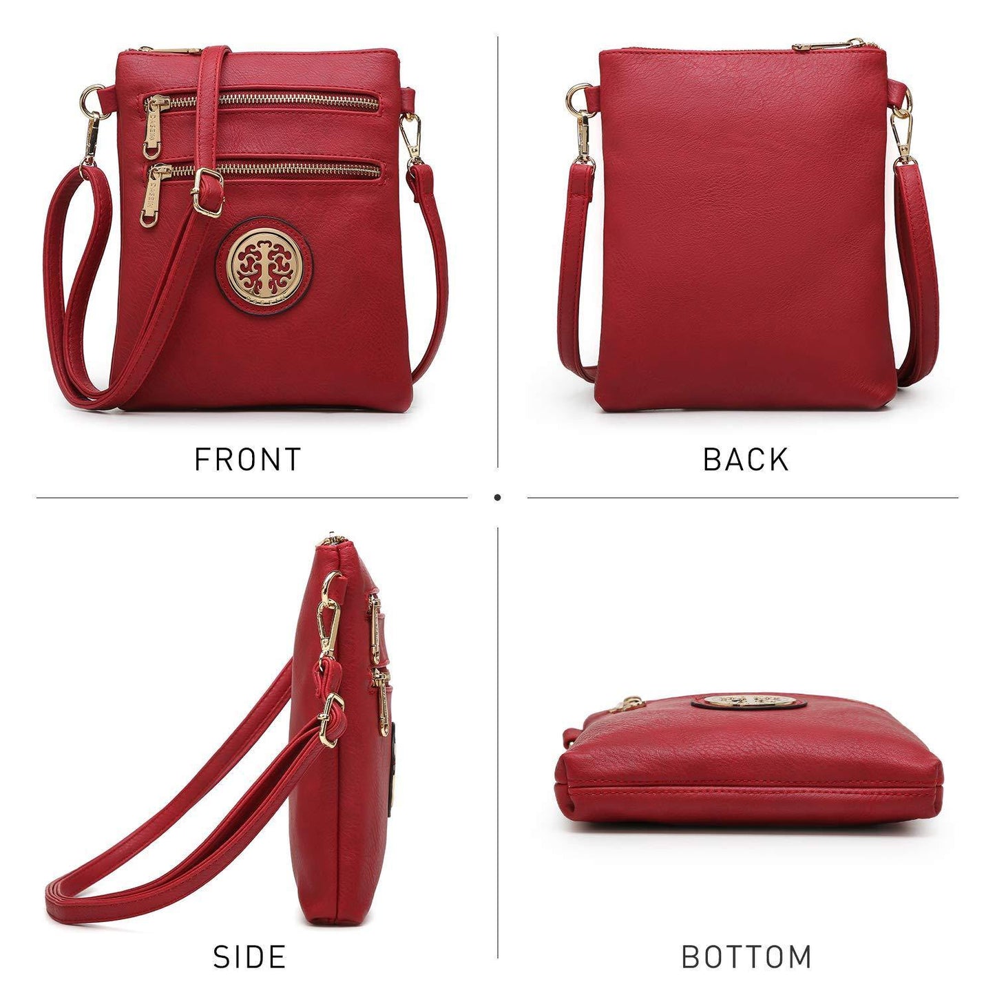 Women PU Leather Lightweight Crossbody Bag with Multi Pockets l Dasein - Dasein Bags