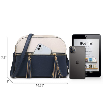 Two-Tone Tassel Crossbody Bag - Dasein Bags