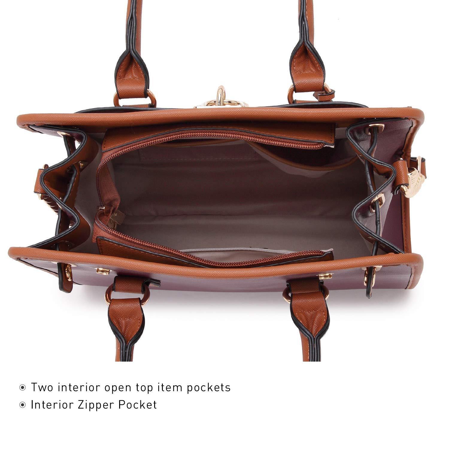 Two-Tone Handbag with Matching Wallet - Dasein Bags