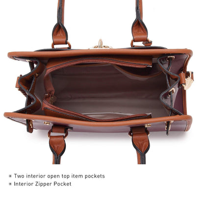 Two-Tone Handbag with Matching Wallet - Dasein Bags