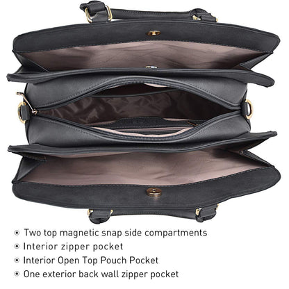 Gold-Tone Hardware Vegan Leather Textured Handbag with Matching Wallet l Dasein - Dasein Bags