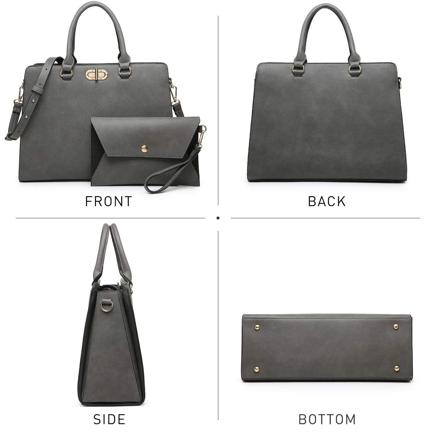 Twist Lock Handbag with Matching Wristlet - Dasein Bags